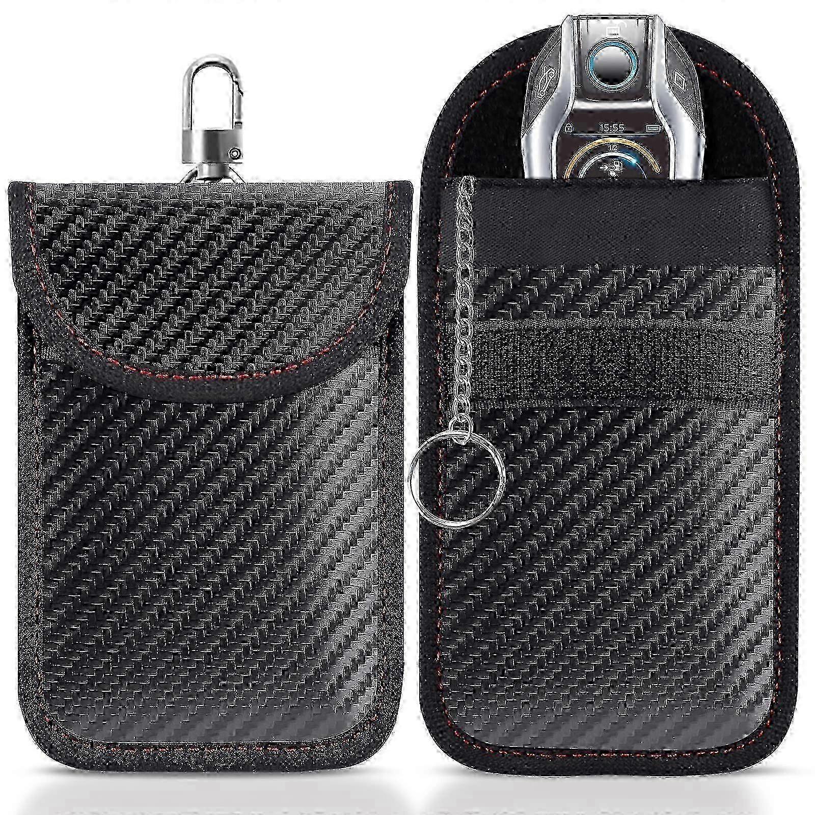2 Pack Faraday Pouch for car Keys-Car Key Signal Blocking Pouch-RFID Blocker Bag for Car Security-An p