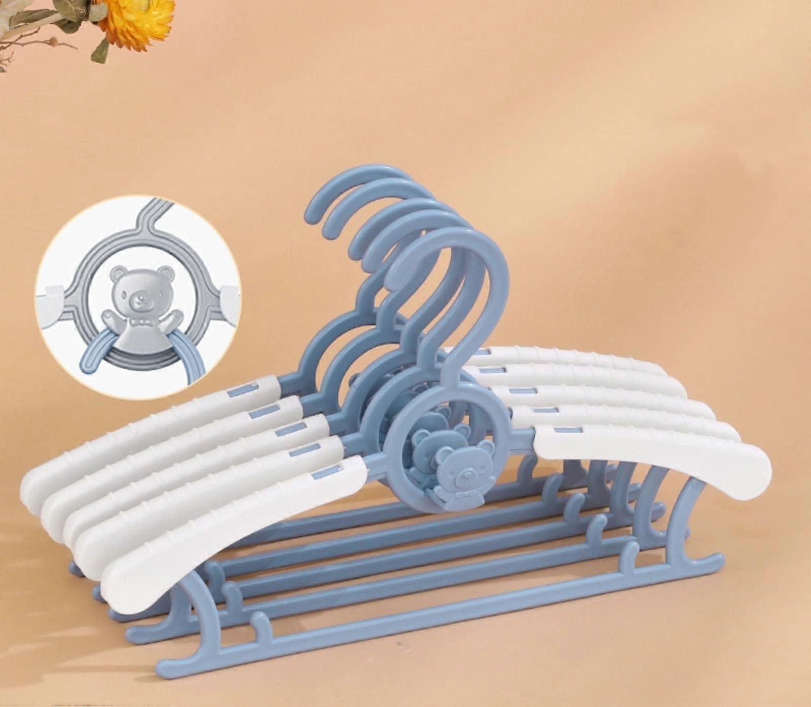 Telescopic Anti Slip Clothes Hanger for Wardrobe Storage with Cute Little Bear Design Blue