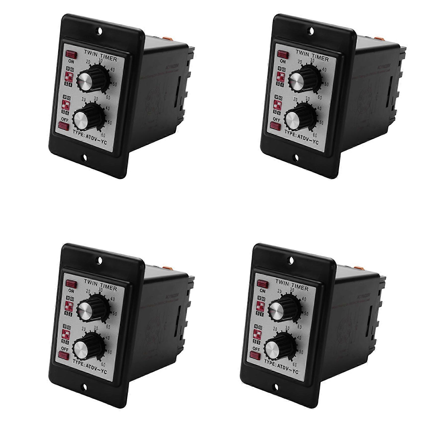 4X on Off Twin Timer Relay Knob Control Time Switch ATDV-YC 6S-60M Relay Board AC 110/220V Electrical Access(AC110/220V)