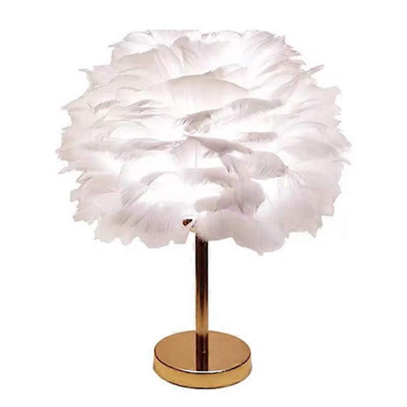 Feather Table Lamp LED Decorative Light with Soft Ambient Lighting for Bedroom or Living Room White