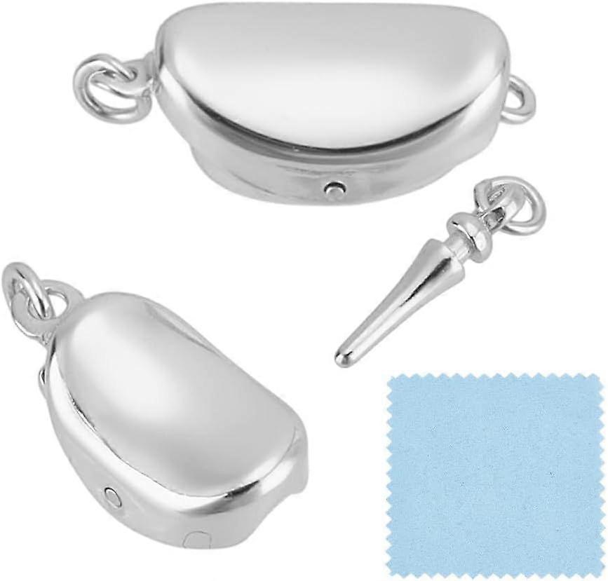 1 Pc 925 Sterling Silver Bean Shaped Clasp 17.5mm Platinum Plated Necklace Clasp Bracelet Extender Clasp End Clasp Connectors with 2 Loop for DIY Brac