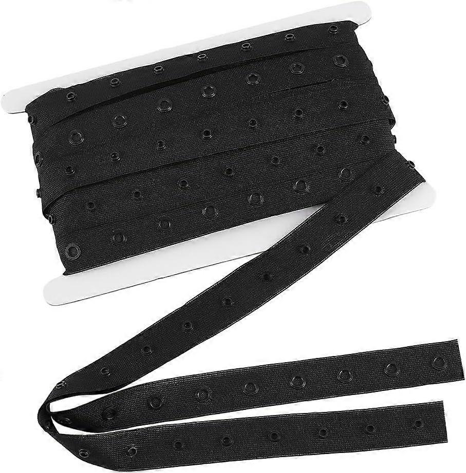 10 Yards/9.14m Snap Button Tape for Sewing 22mm Black Plastic Button Fastener Tape Sewing Tape with Press Stud Button for Vests Tops Jumpsuits Clothes