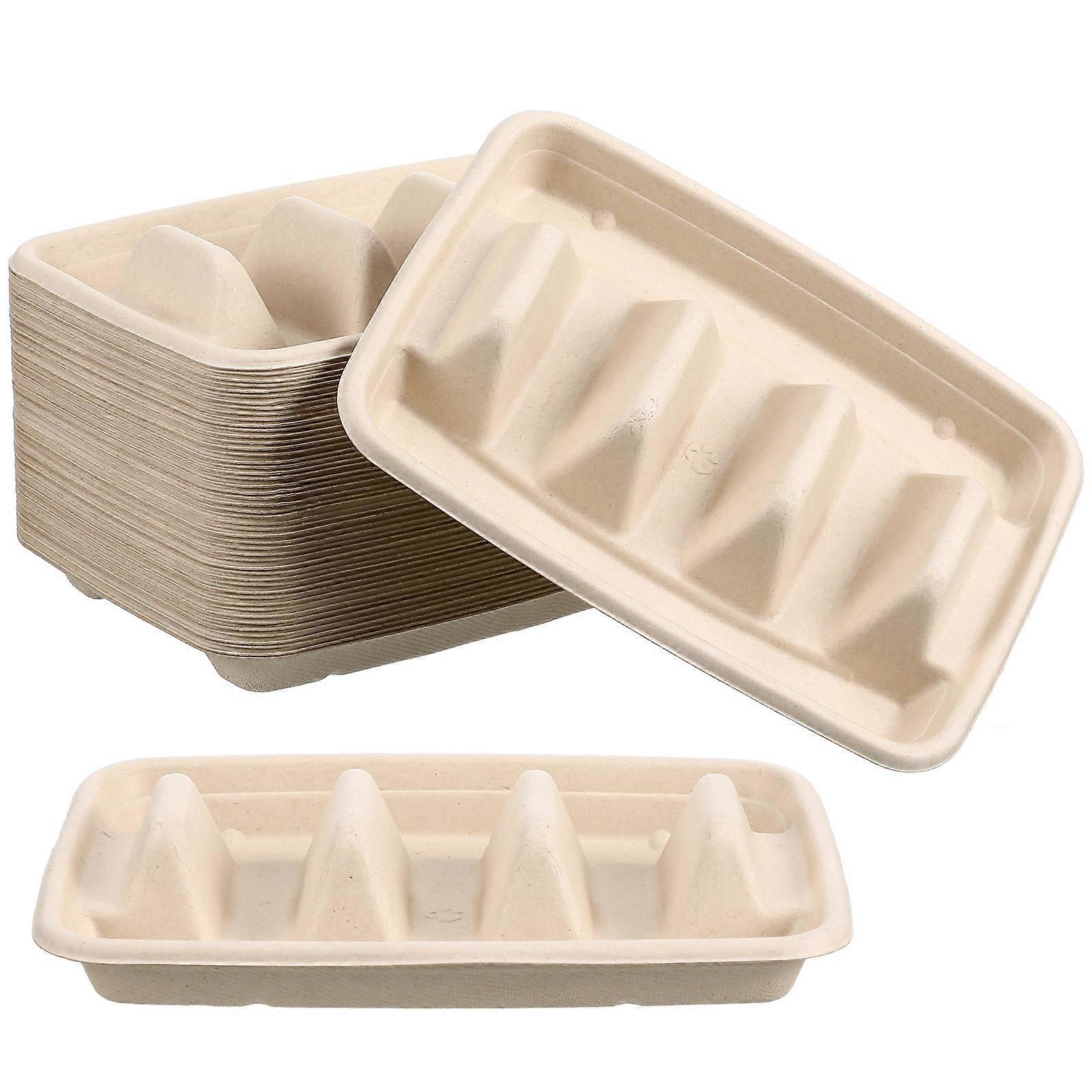 50Pcs Taco with Dividers for Kitchen Use Beige Material