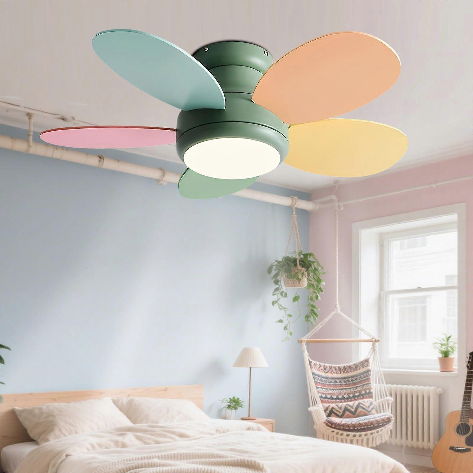 42 Inch Modern Ceiling Fan with Light and Remote, Quiet Energy Saving DC Motor, Colorful Blades