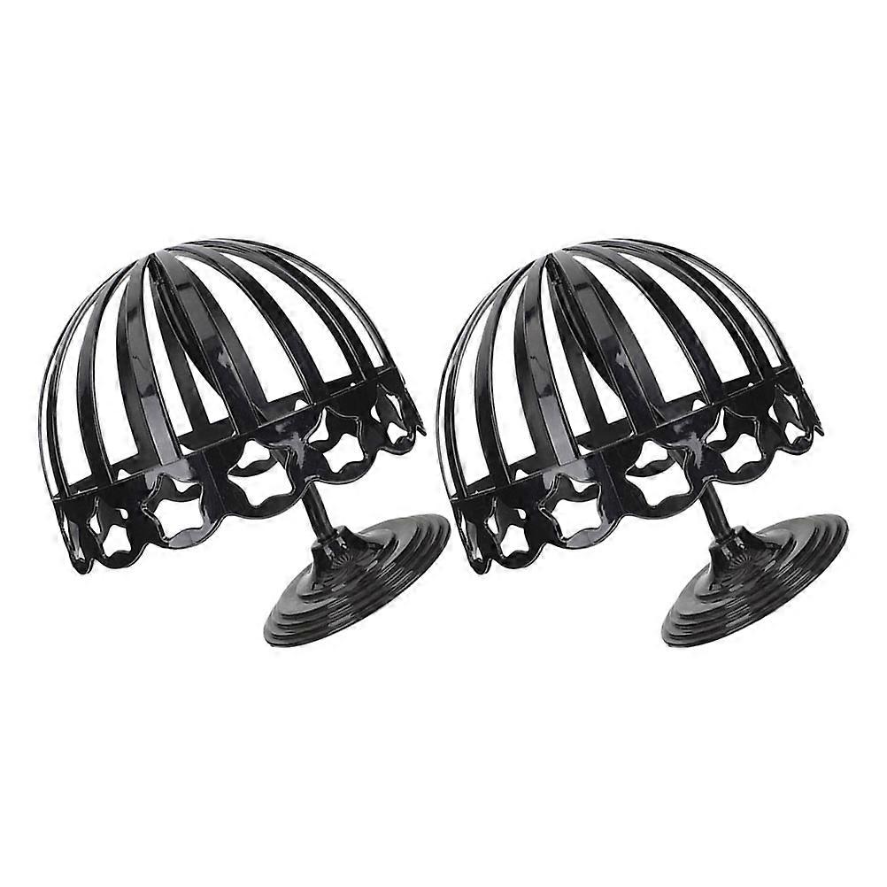 Hat Rack Display Stand for Caps with 2Pcs Plastic Holders in Black Color