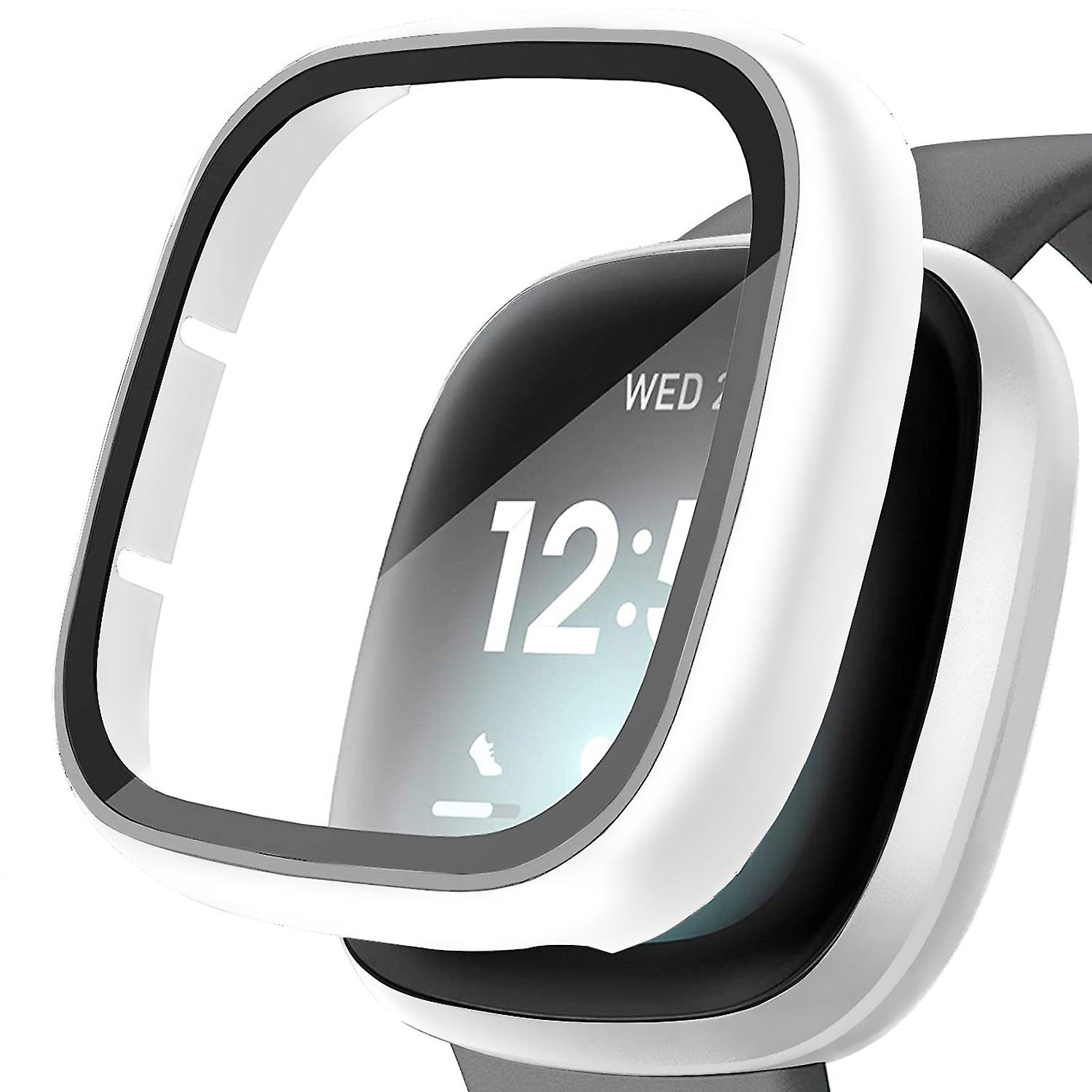 Ultra-thin Glass Screen Protector Compatible With Fitbit Versa 3/sense Soft Protective Case All-around Full Cover Bumper Shell