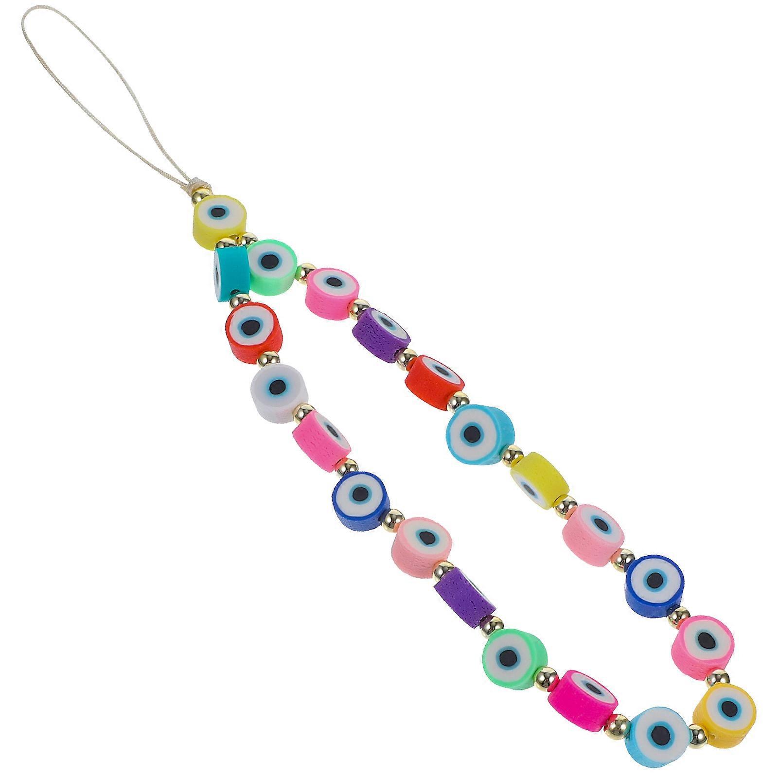 Phone Lanyard Polymer Clay Evil Eyes for Mobile Use 2Pcs