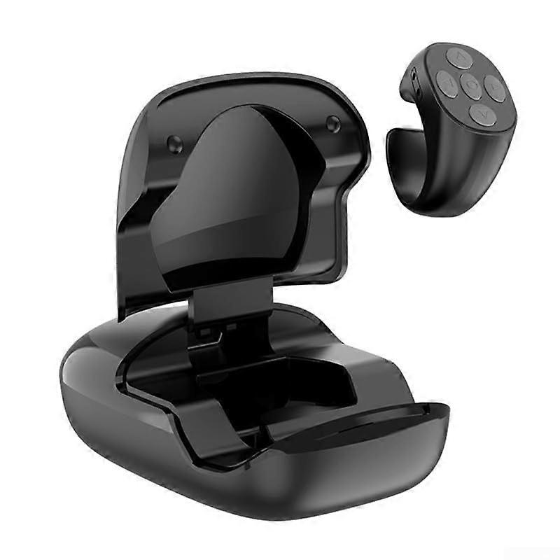 Wireless Remote Control with Builtin Phone Holder, Dual Function for Video Recording and Page Turning