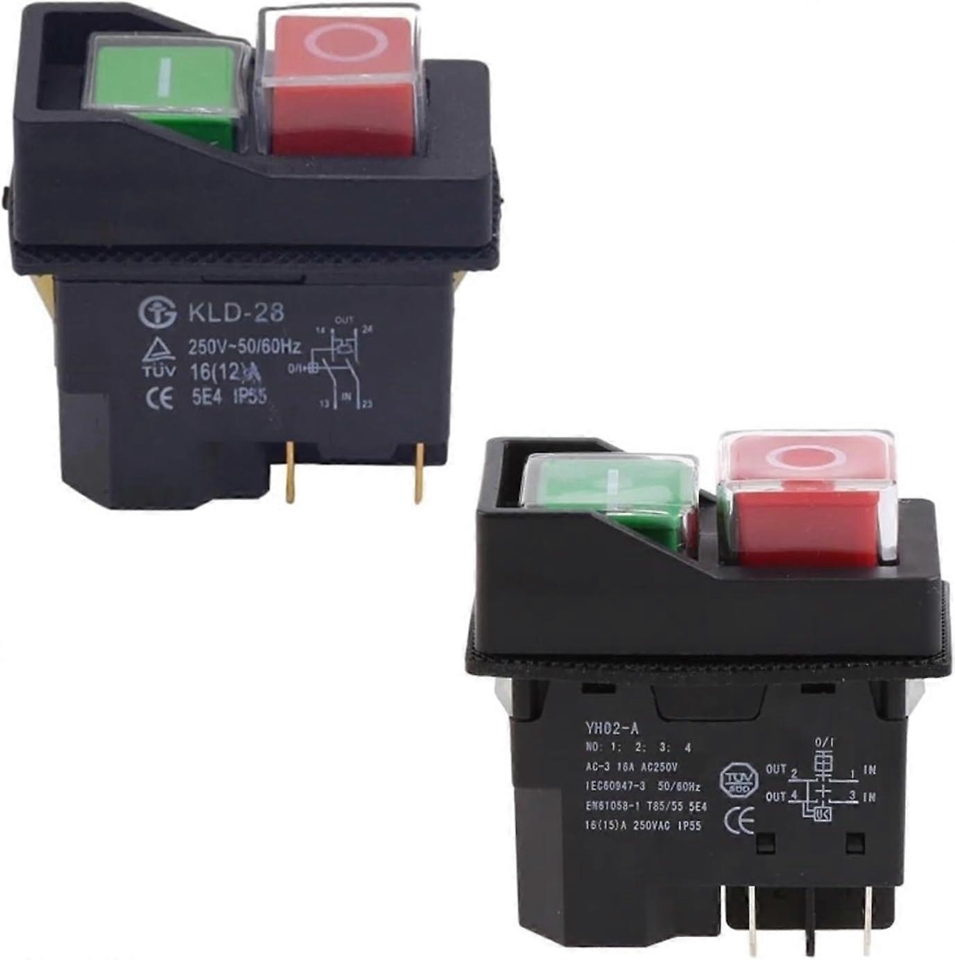 4 Pin 16A Waterproof Industrial Electromagnetic Push Button Switch Stop On/Off Control for Heavy-Duty Applications