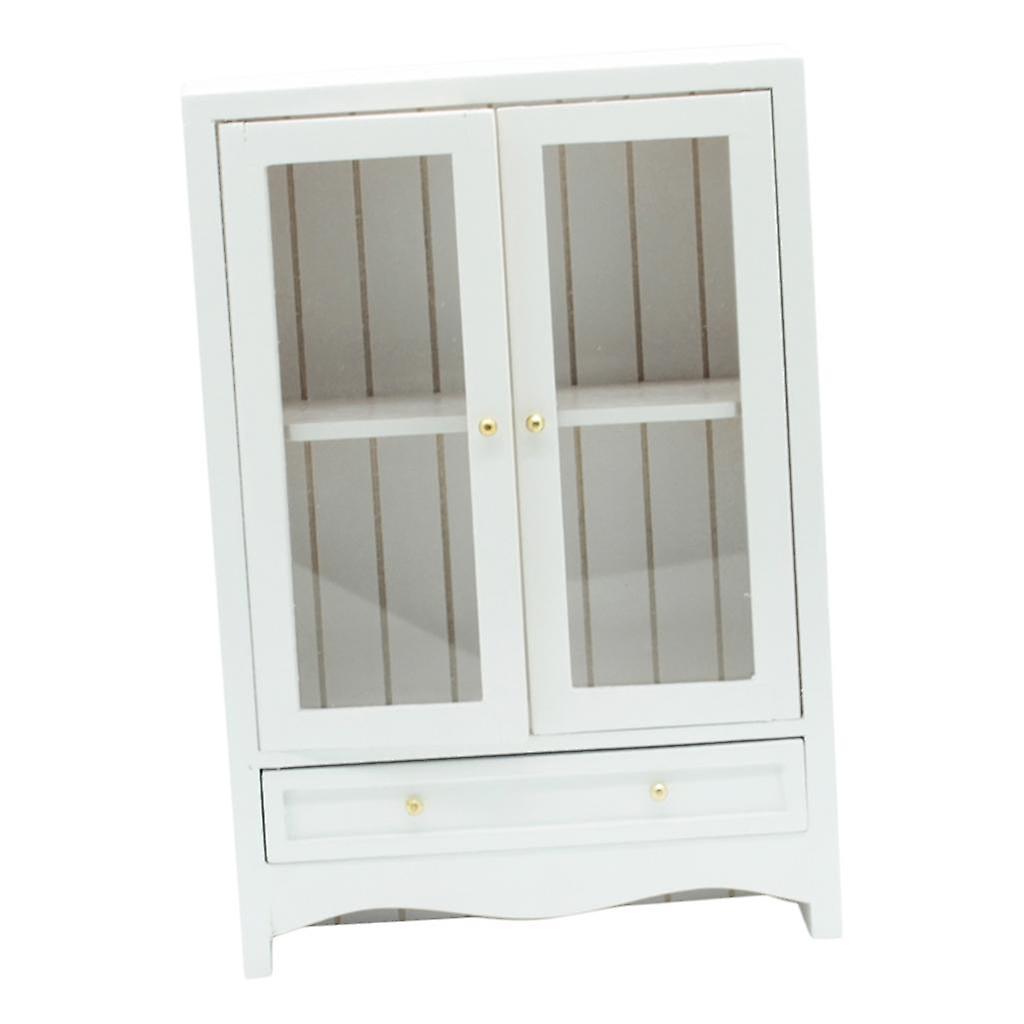 1/12 אביזר ארון עץ לבן בסגנון אירופאי Minature