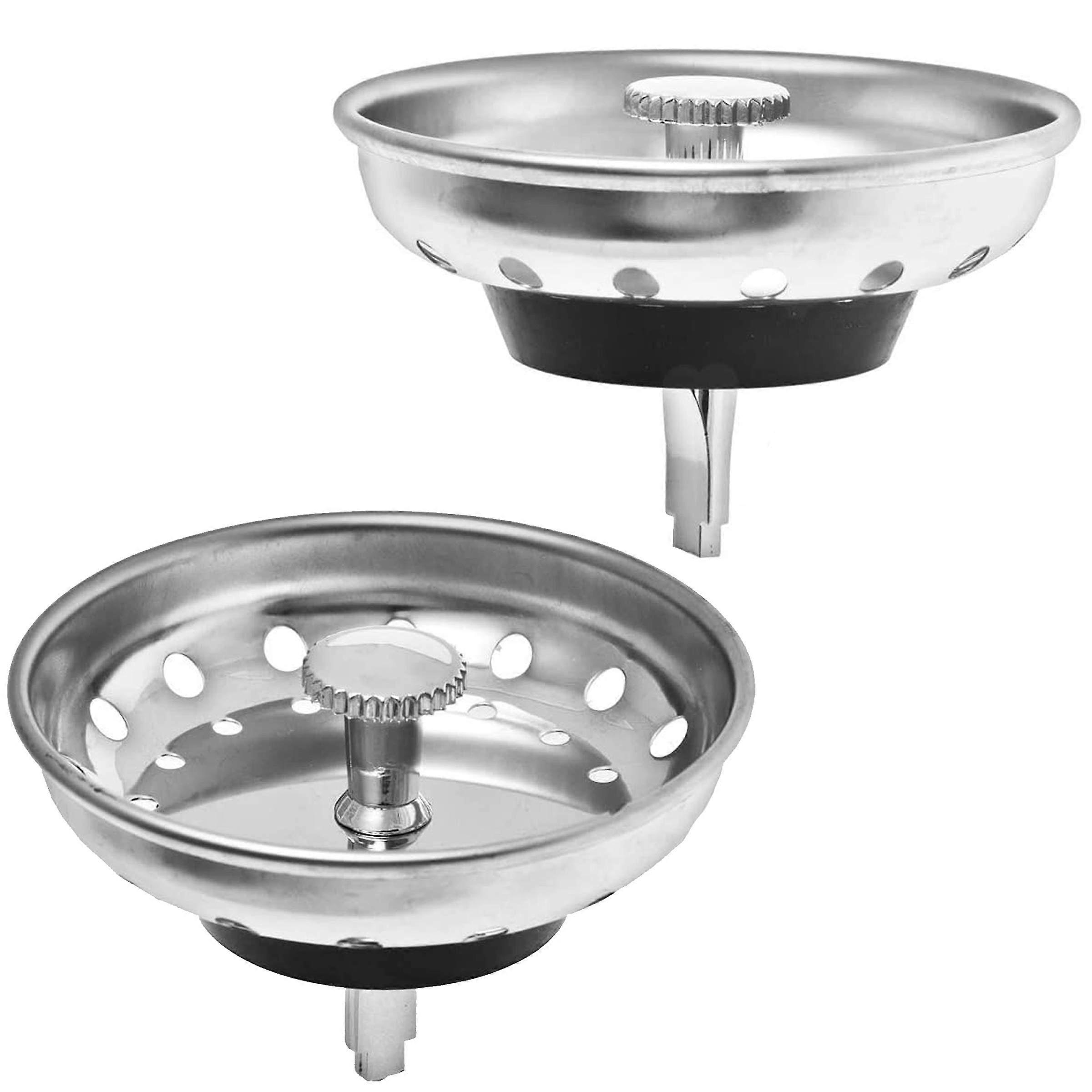 2 Pack Kitchen Sink Strainer and Stopper Combo 31/2 Inch Stainless Steel Basket Prevents Clogging
