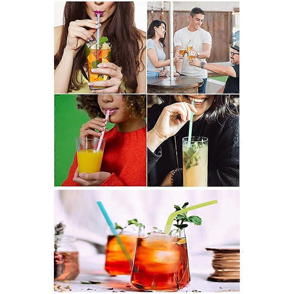 Reusable Drinking Straw Silicone Folding Bent Tube 6Sets with Brush