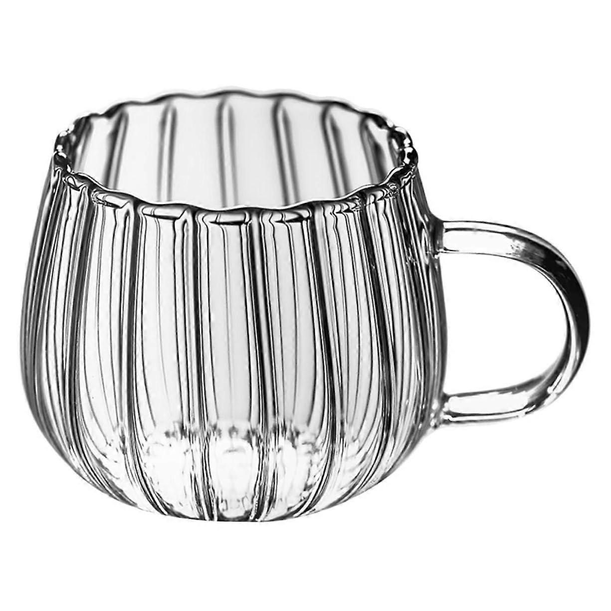 Clear Glass Coffee Mug with Ergonomic Handle Grip, Stackable and Easy Clean Tea Cup for Home or Office