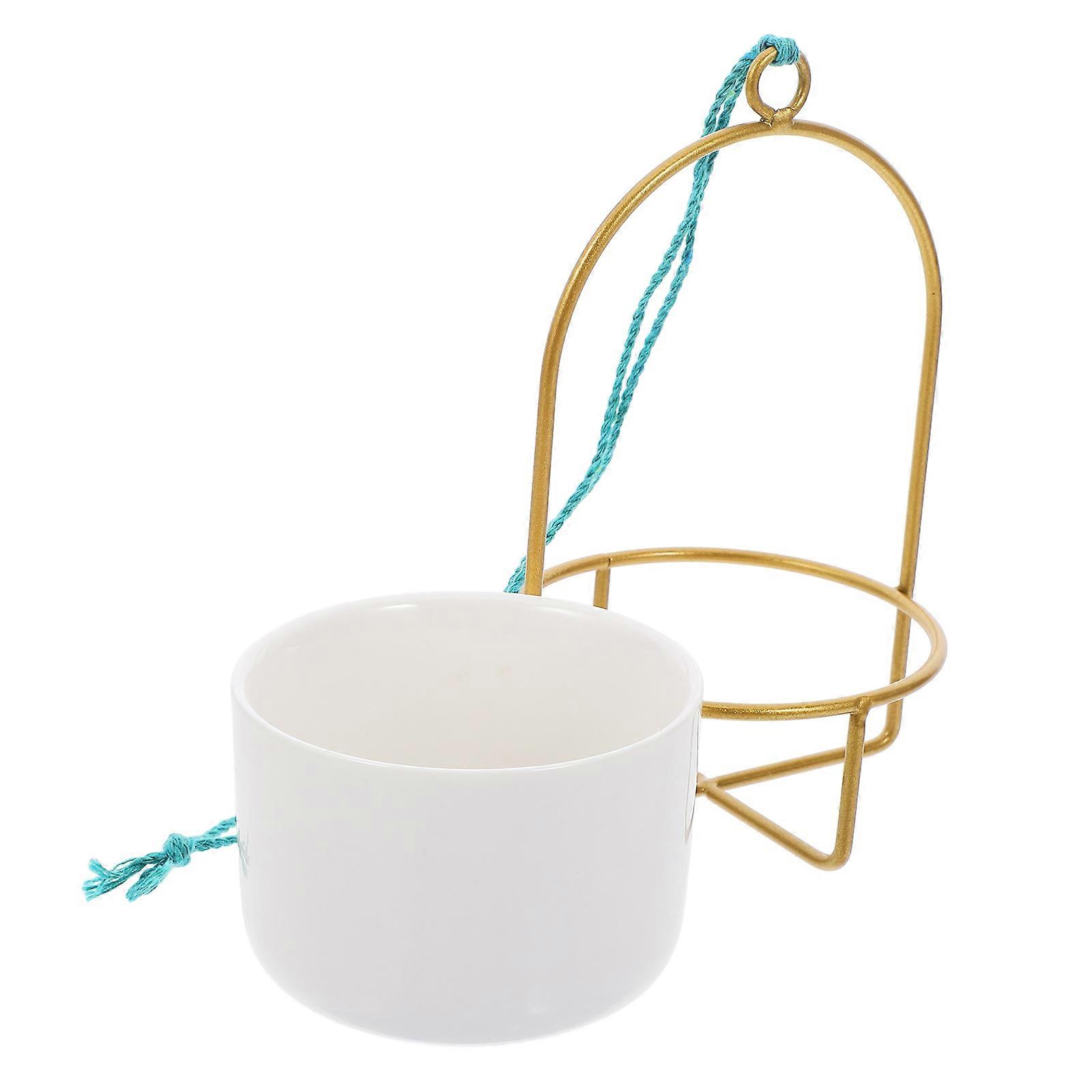 Creative Wall Hanging Flower Pot Ceramic Iron Rack for 1Set Golden Frame