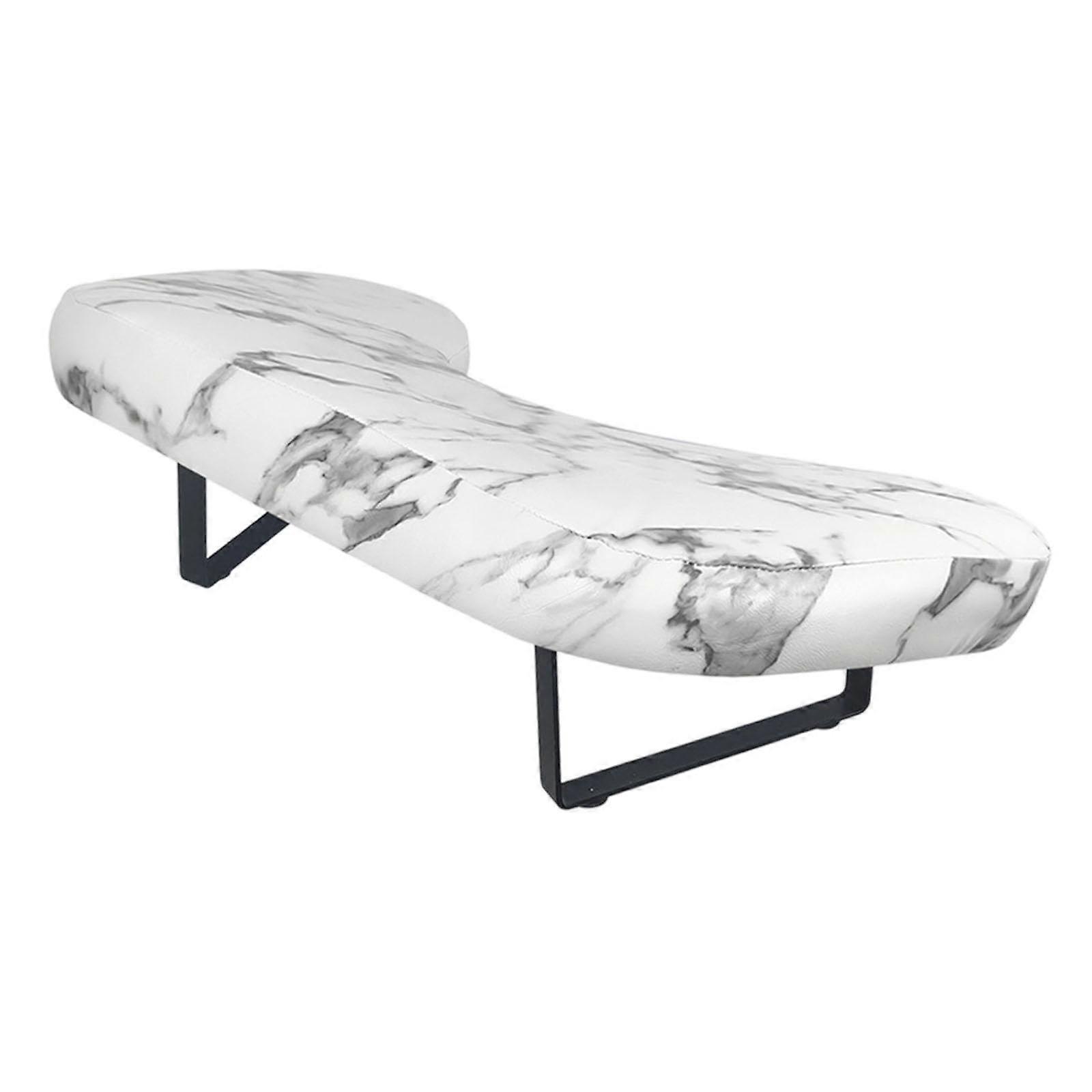 Nail Arm Rest Ergonomic Tilted U Shape PU Leather with Lamp Space Stone Pattern Anti Slip Base