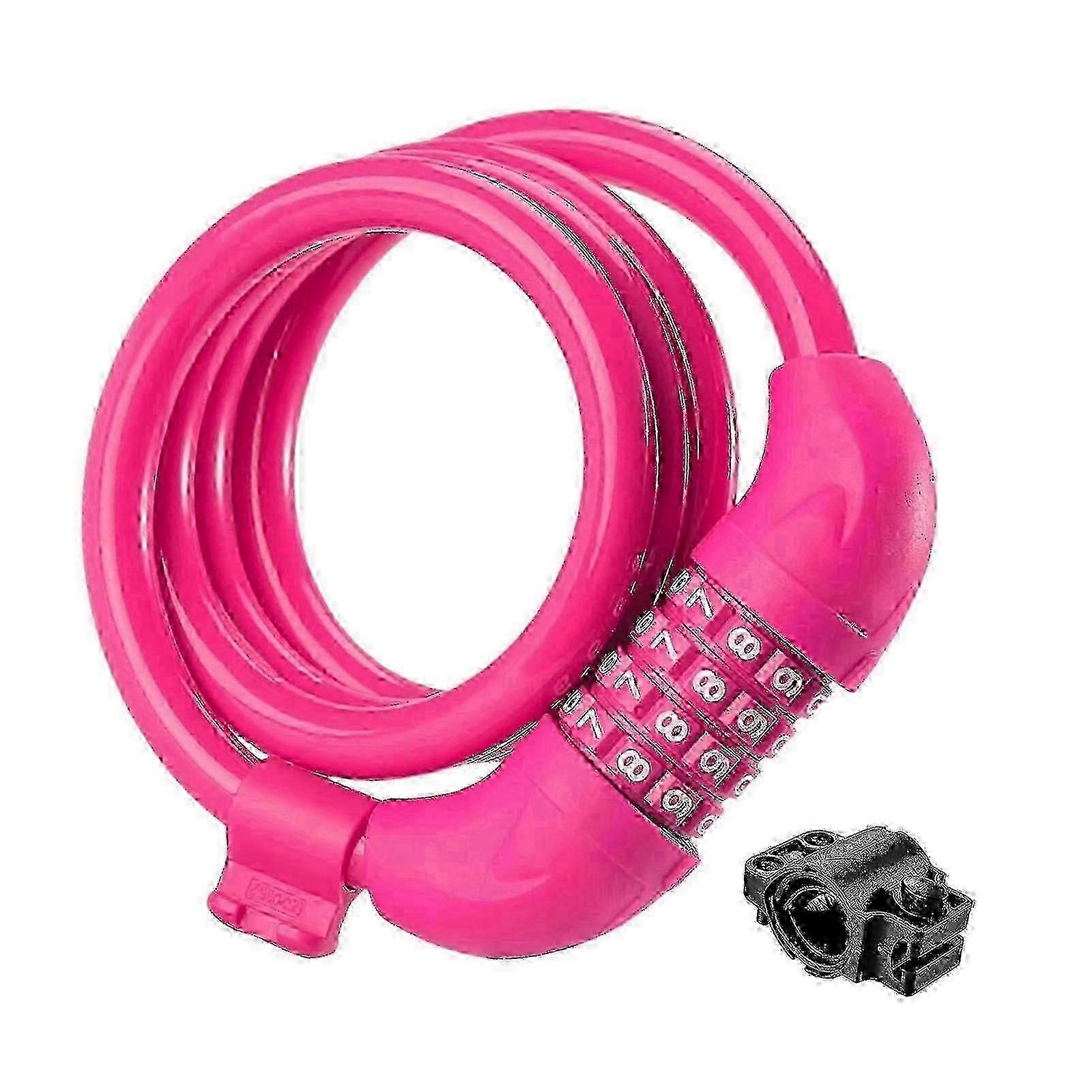 4-Digit Resettable Combination Lock for Bikes, Universal Outdoor Security Fence Protector, Pink