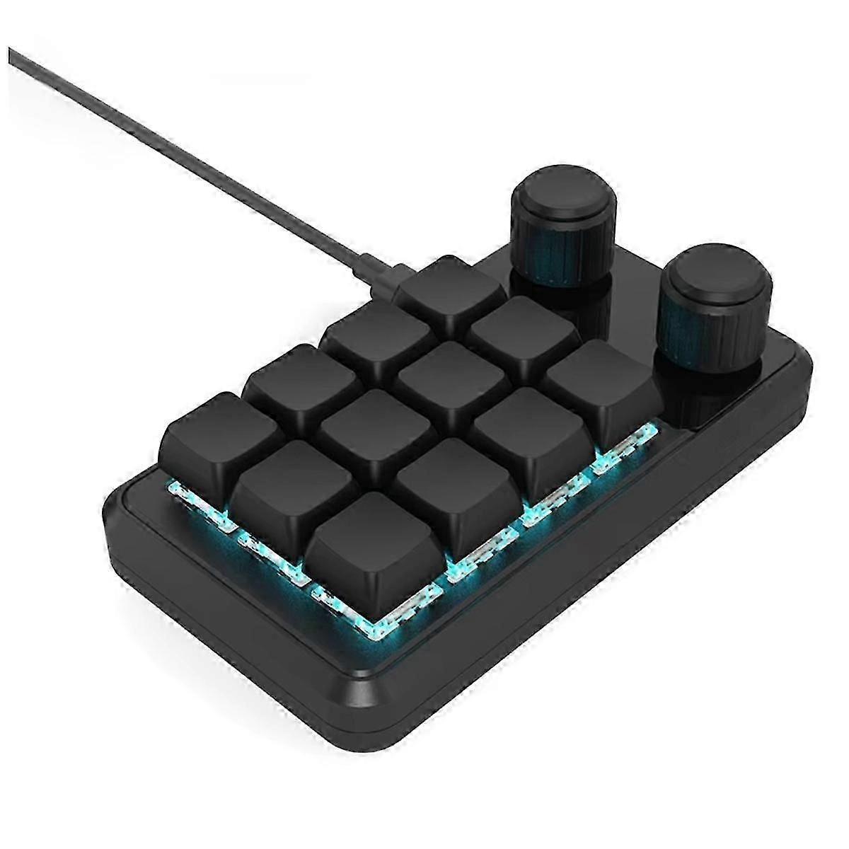 Programming Macro Custom Wired Keyboard RGB 12 Key Copy Paste Button Mini Gaming Keypad Hotswap Macropad Black