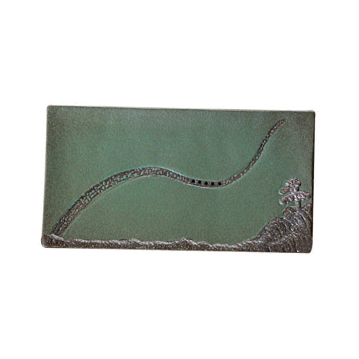 Vintage Rectangular Ceramic Tea Pot Tray with WearResistant Coaster for Home Office Restaurant