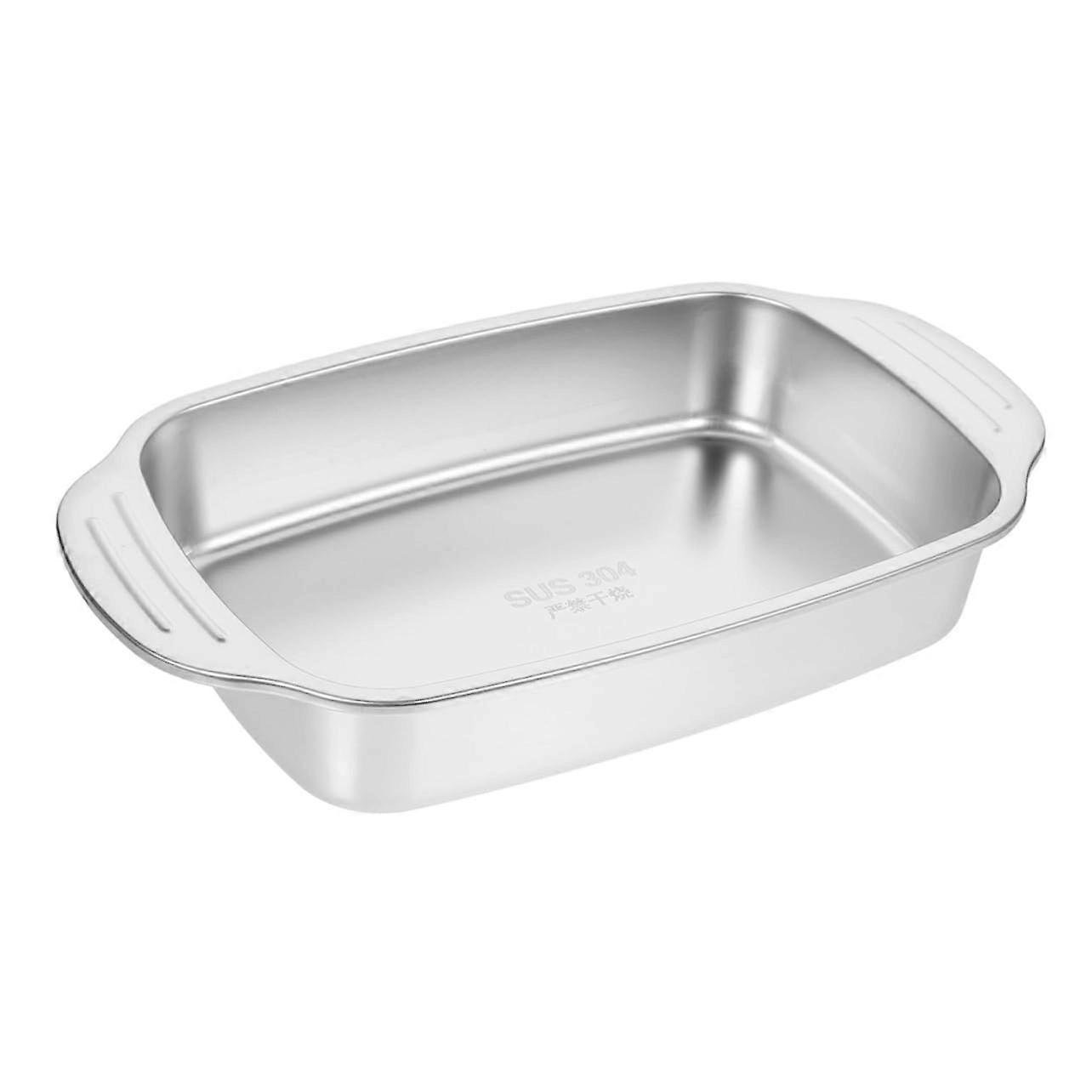Stainless Steel Roasting Pan Large Rectangular Baking Tray for Fish Lobster with Overflow Prevention