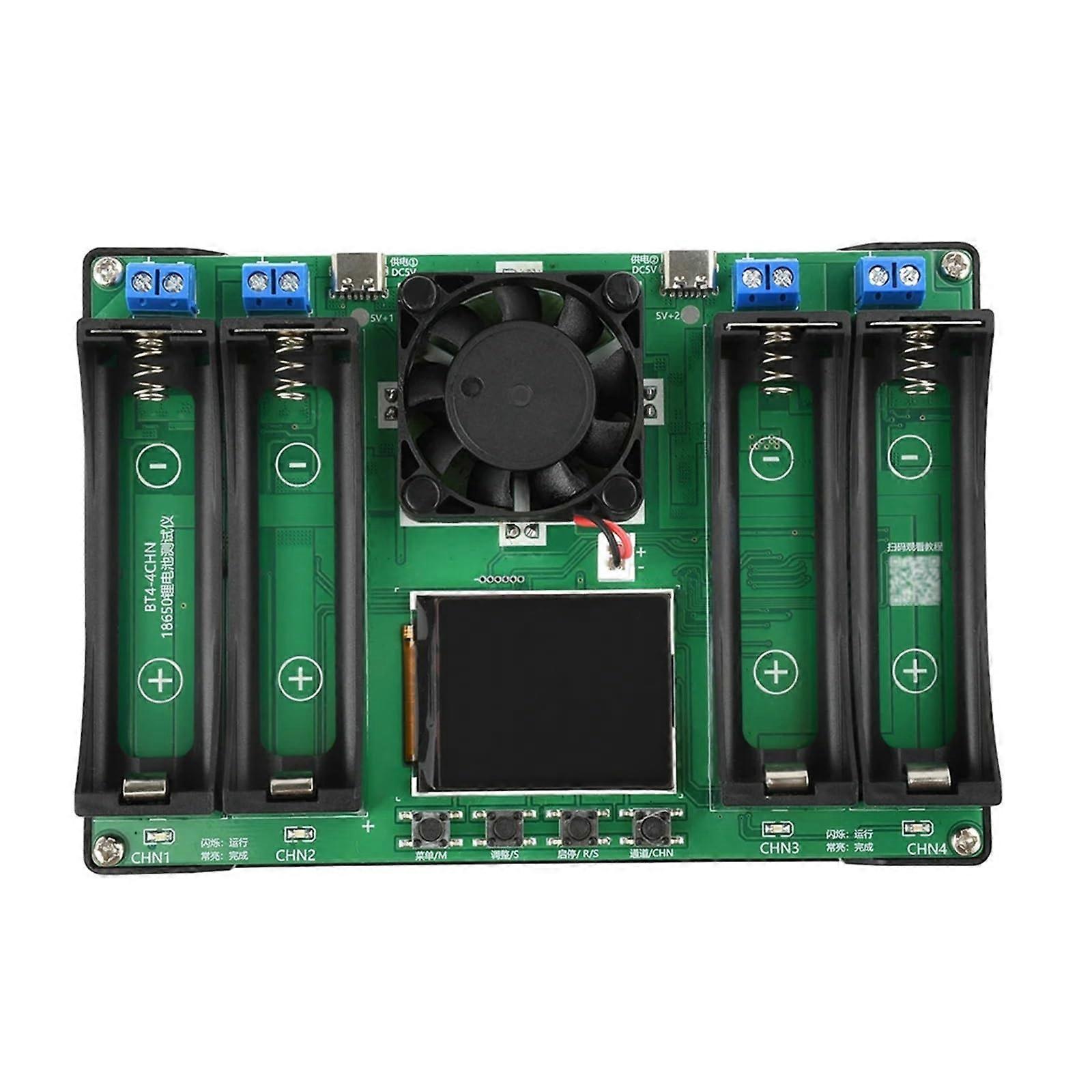 18650 Lithium Battery Capacity Tester 4 Channel with Dual Testing, Auto Charge Cycle, Smart Cooling