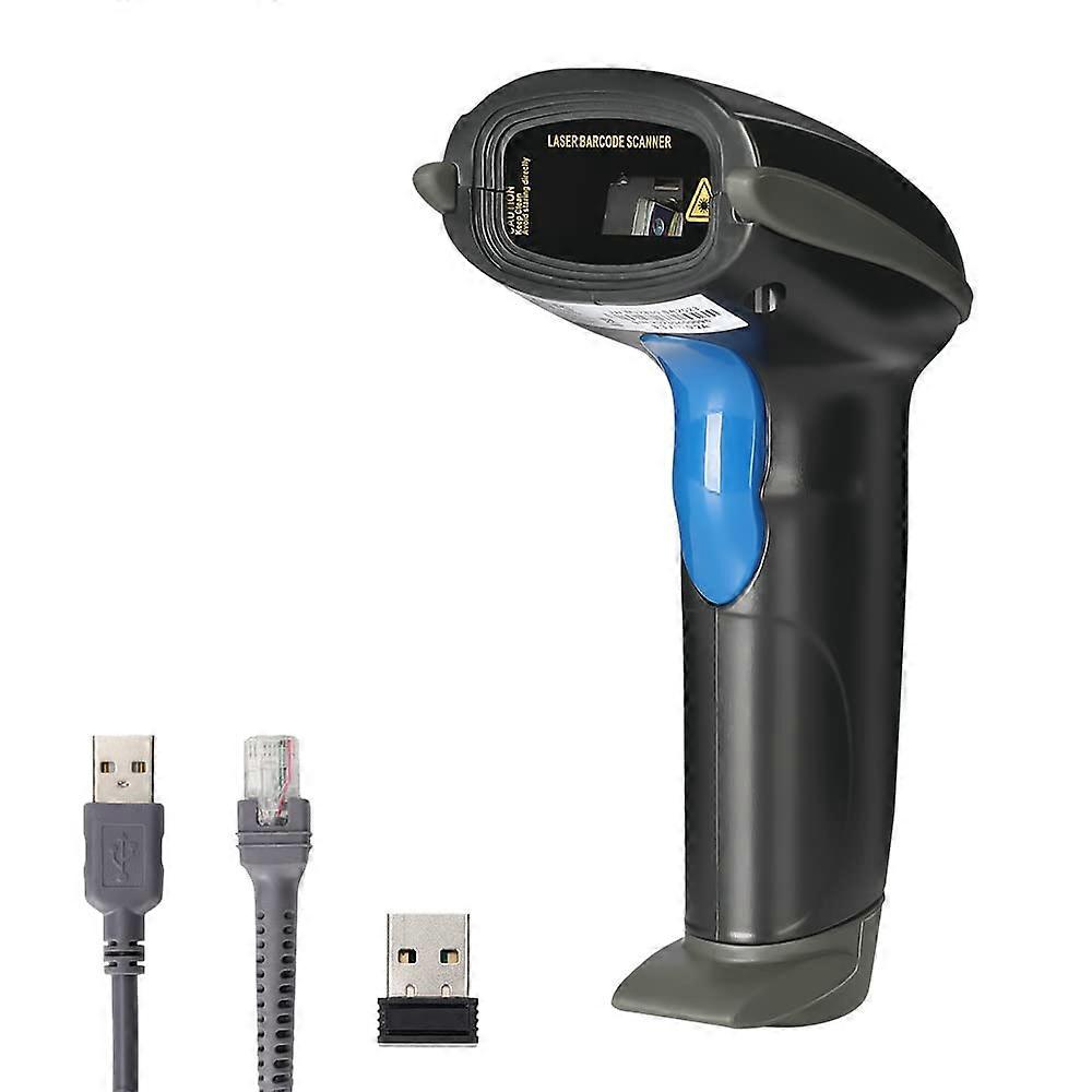 Wireless Barcode Scanner 2.4G 1D Laser Reader for PC Laptop Speed USB Windows Mac Black