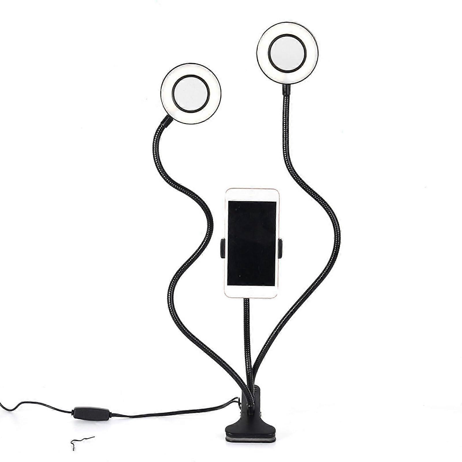 Dimmable DoubleHead USB Ring Light with 3 Color Modes for Video, Makeup and Live Streaming