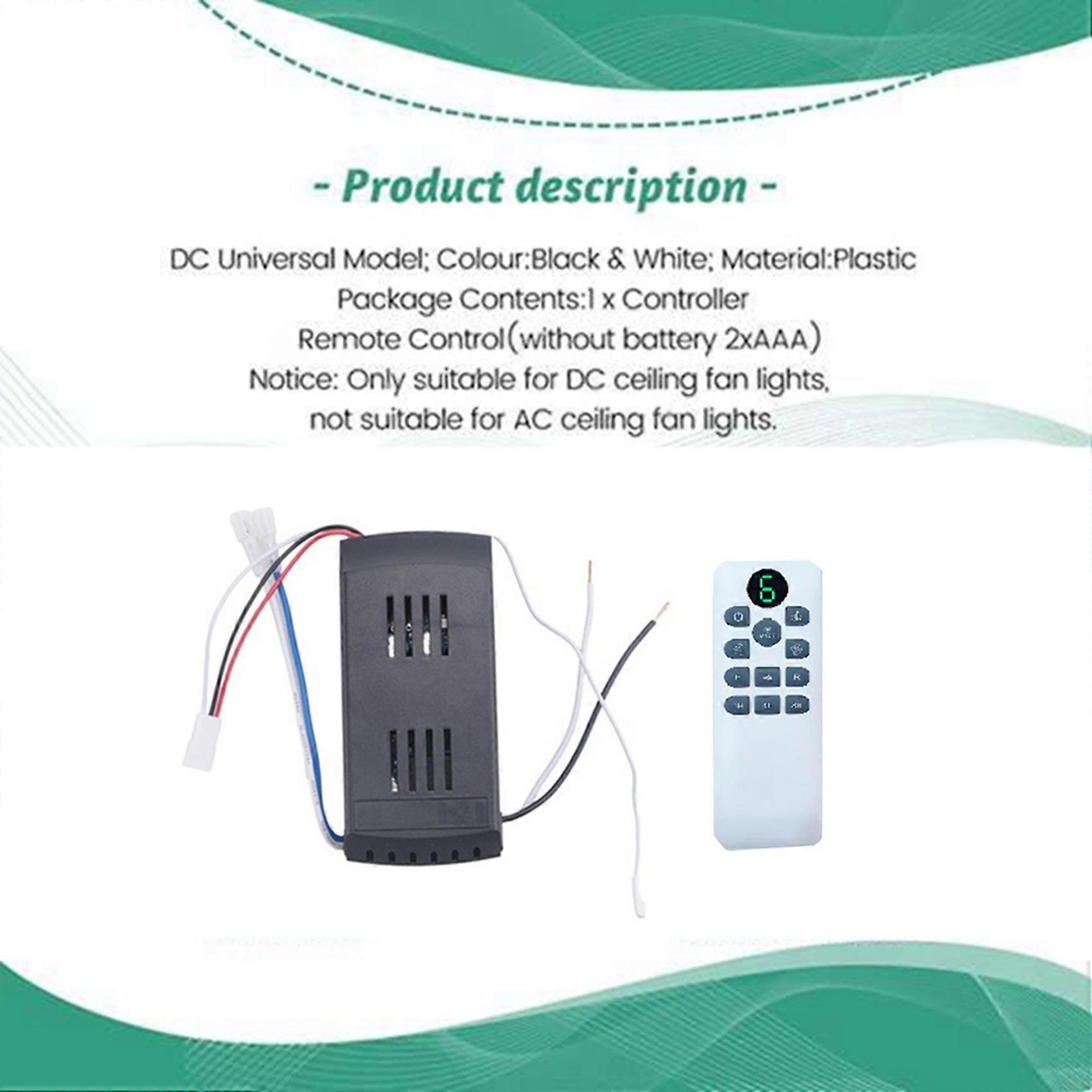 2X Ceiling Fan Remote Control Kit 40W 6-Speed Timing Function Replacement Remote for DC Ceiling Fans & Lights