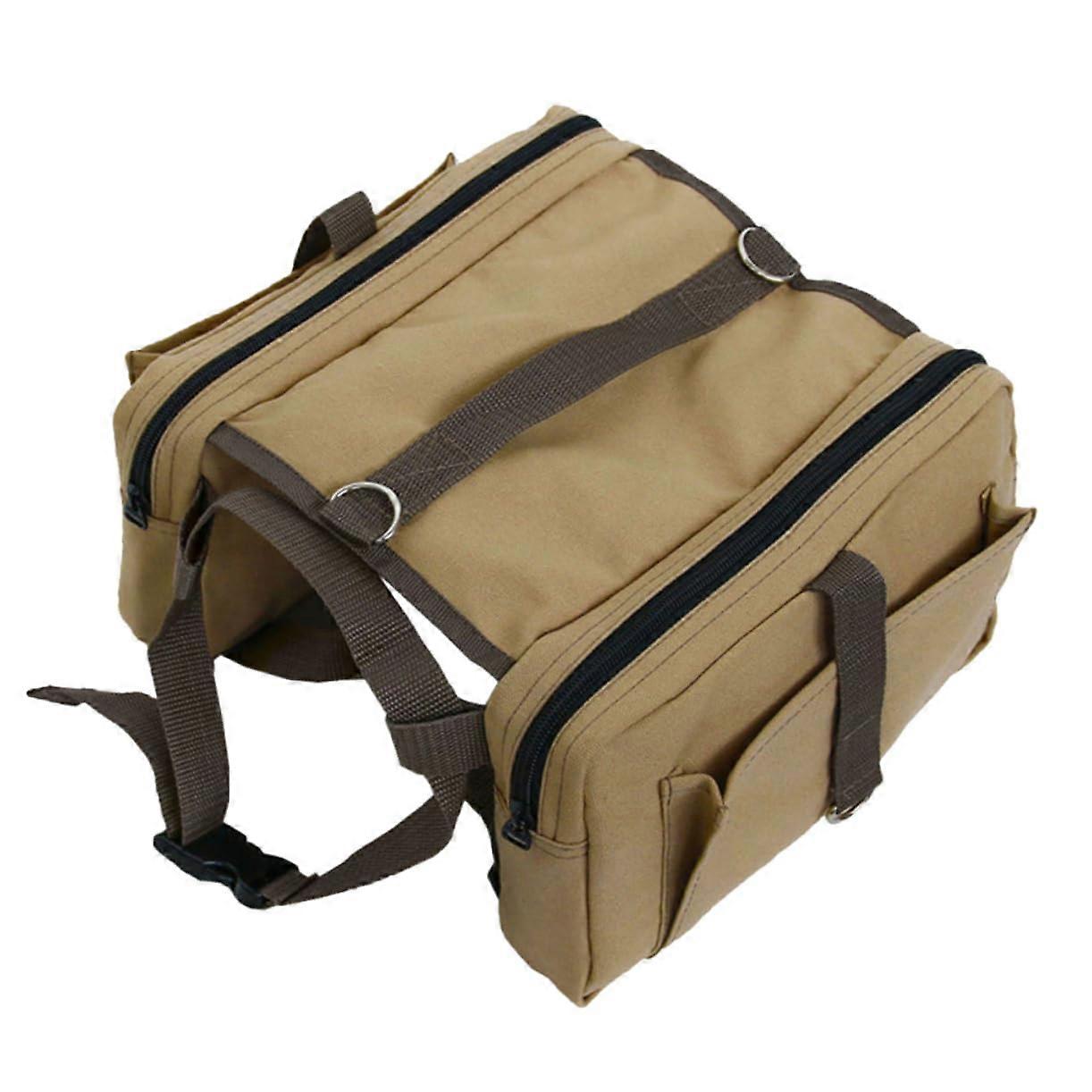 Dog Hiking Backpack with Adjustable Harness, Waterproof Canvas, Multiple Pockets for Camping