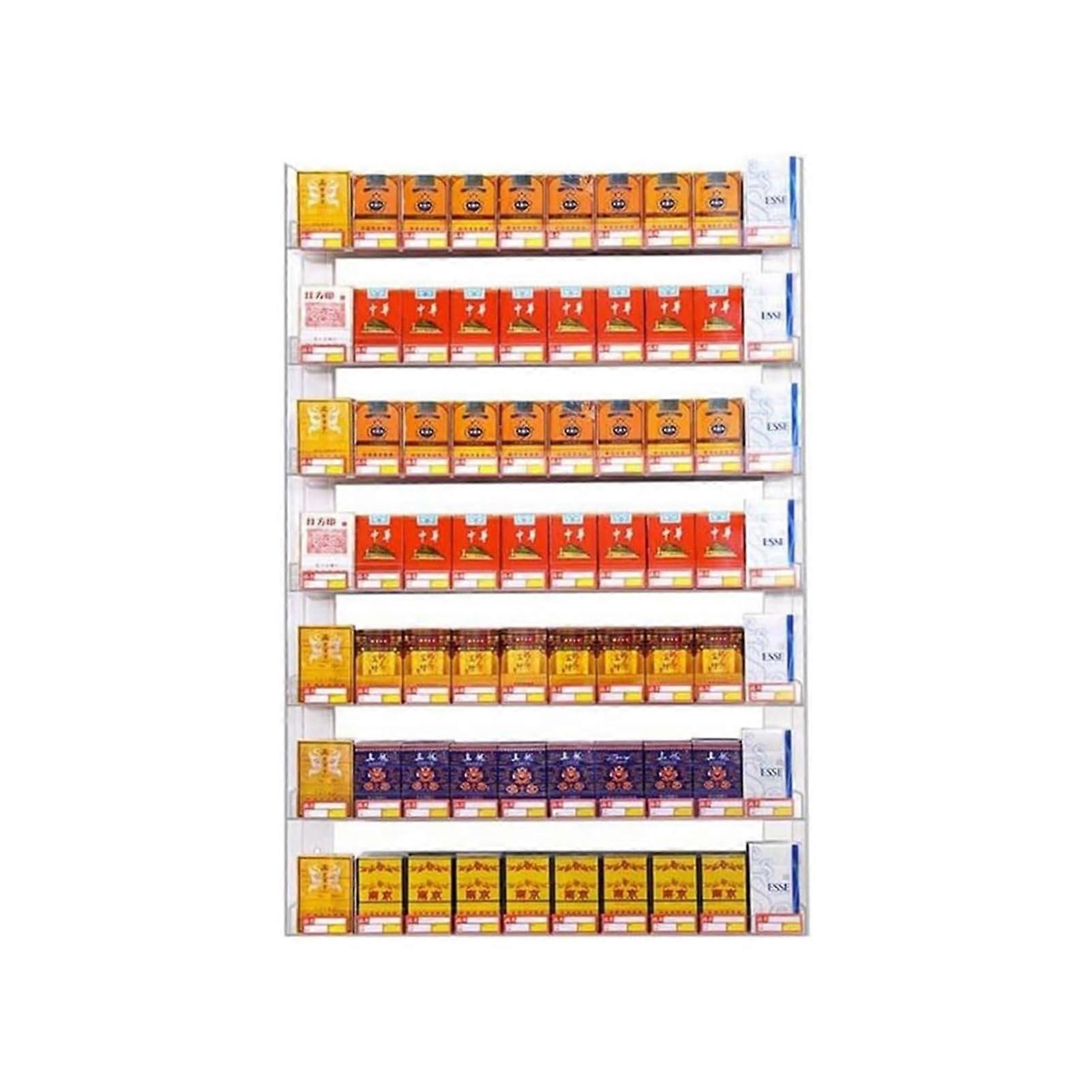 Wall Mounted Acrylic Cigarette Display Rack with Automatic Pusher for Retail Convenience Stores