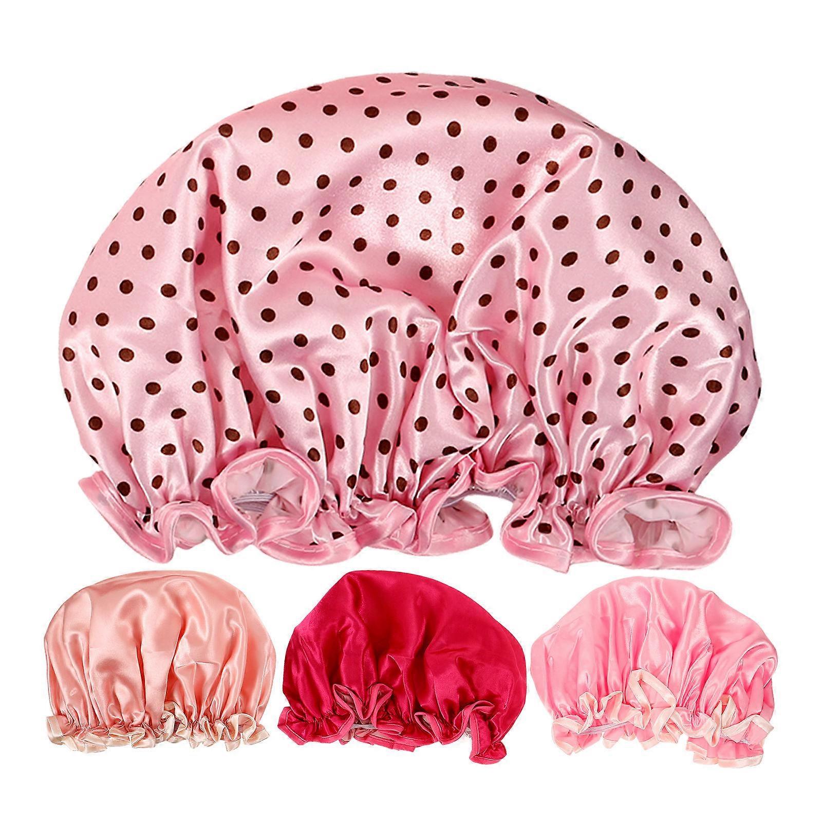 Elastic Bathing Caps Waterproof Shower Cap for Shower Use Double Layer 4Pcs
