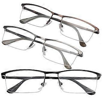 Reading Glasses 2.75x Magnification Metal HalfRim Pack of 3 Mixed Colors for Men and Women