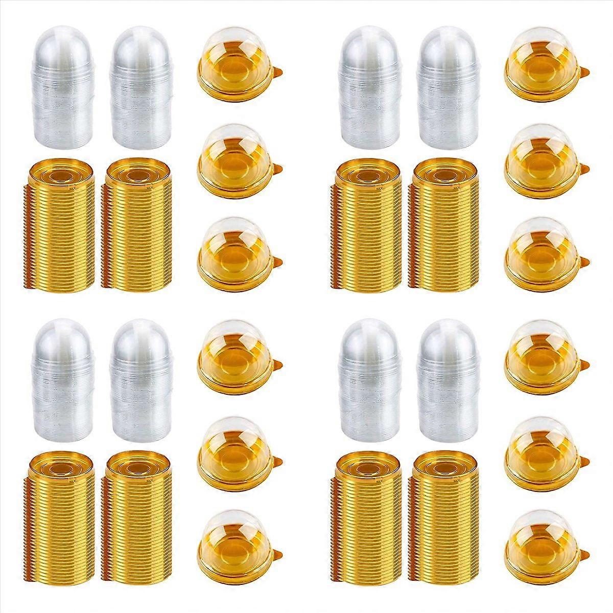 100 PCS Clear Plastic Mini Cupcake Box Round