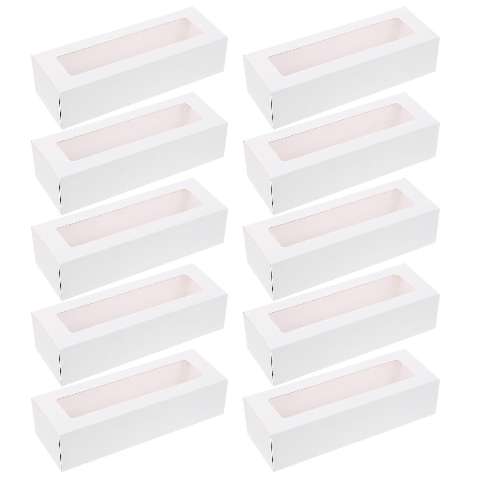 Paper Macaron Box Windowed Cookie Box for Storage Use 10Pcs Pack White