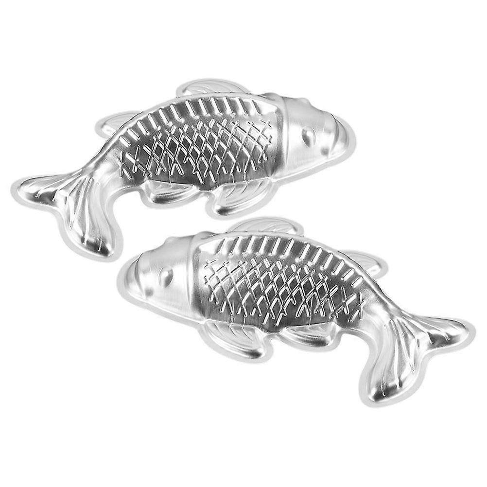 Carp Cake Mold for Baking Use 2Pcs DIY Silver Metal Jelly Mold