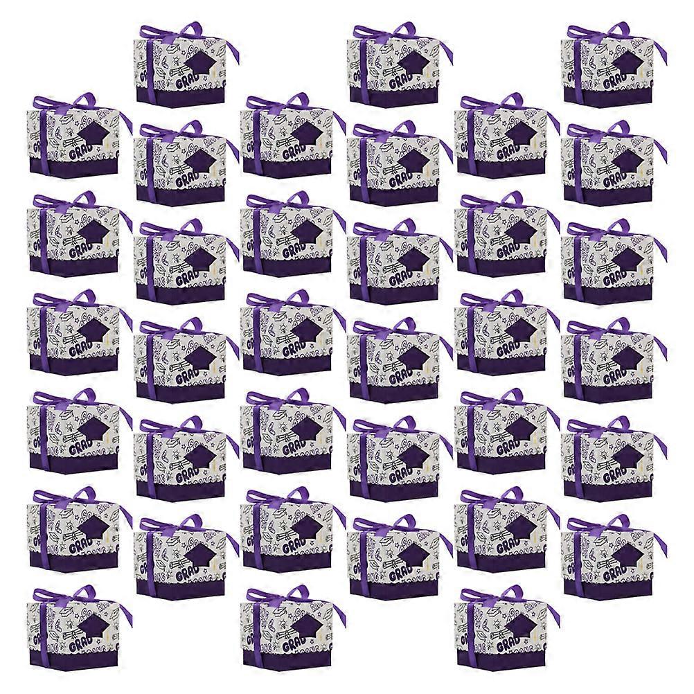 Graduation Candy Boxes Paper Sweets Container for Storage 50Pcs Purple