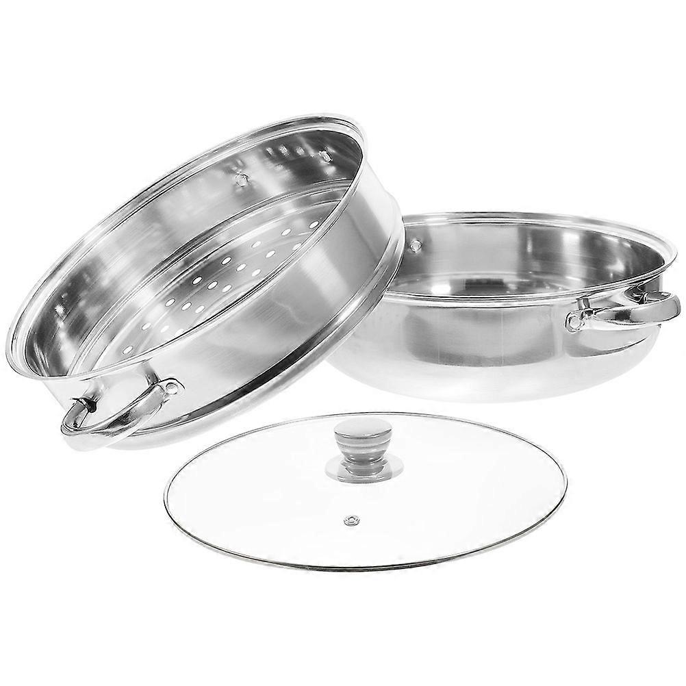 Multi-Functional Steamer Double Ear Pot for Cooking 1Set Silver