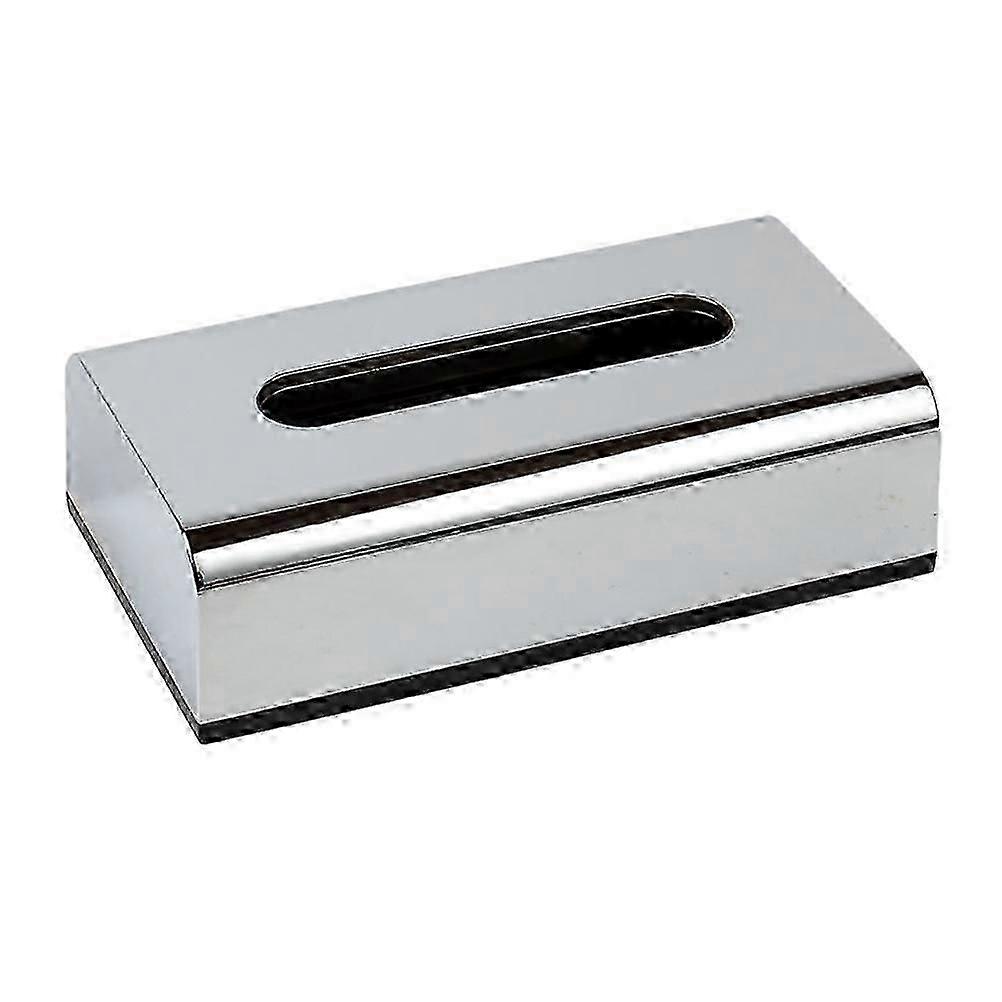 Facial Tissue Storage Silver Plating Plastic Home Decoration Rectangular Shape 9.4X5.3X2.8in 1Set