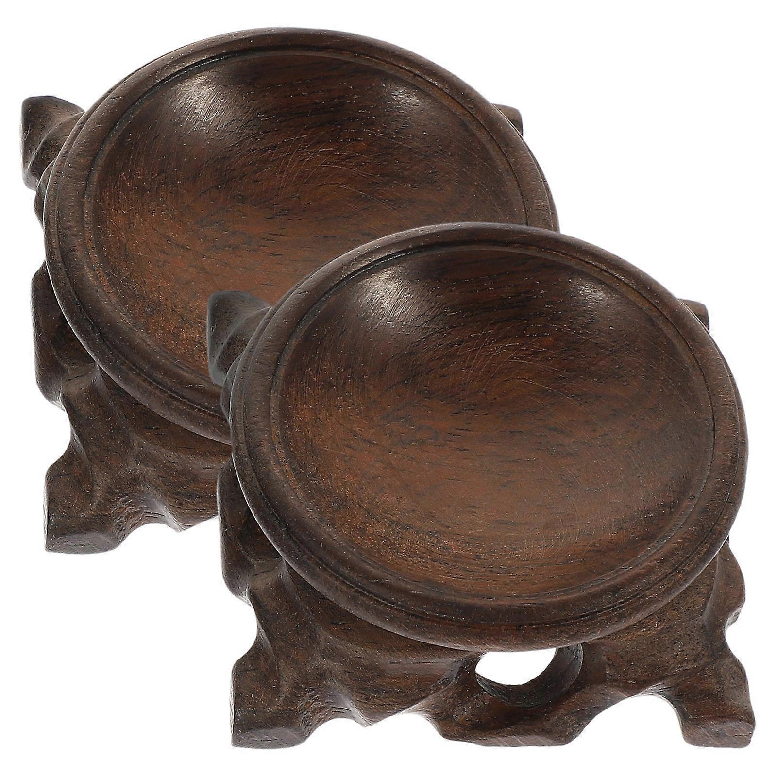 Solid Wood Display Stand for Crystal Sphere Holder Set 2Pcs Coffee