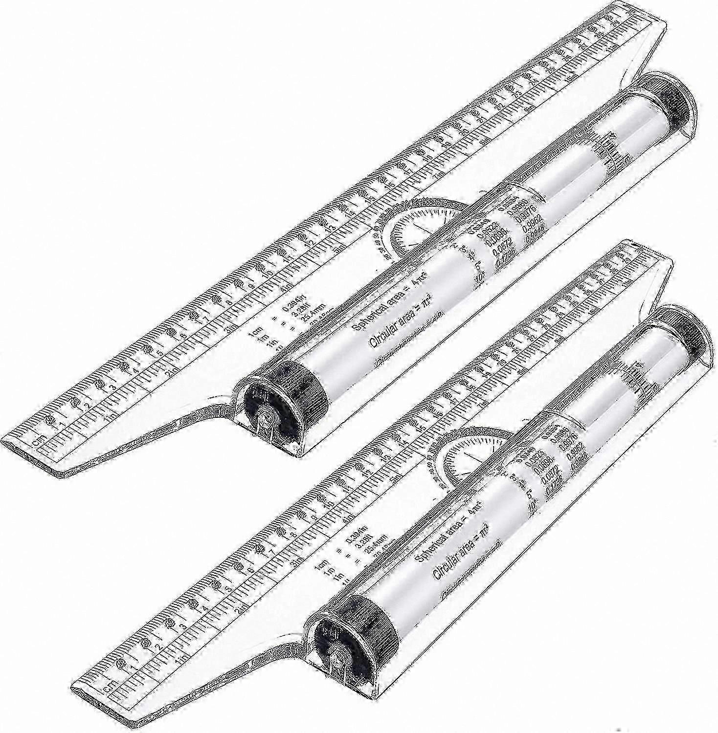 2-Pack Measuring Rolling Rulers, Plastic Parallel Drafting Tools for Drawing, Design, and Student Use