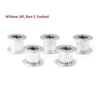 5 stuks aluminium 2GT riem timing katrol 3D printer accessoire (W10mm, 20T, boring 5, getand)