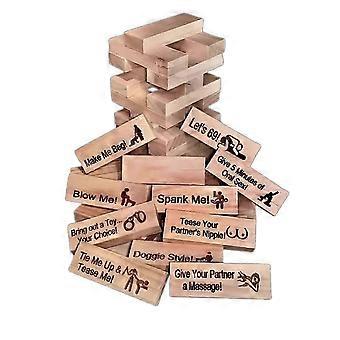 48pcs Super Naughty Block Tower Game Funny Couple Stacking Tower With Truth Or Dare Questions And Challenges Games Valentine Tumbling Tower Stacking -