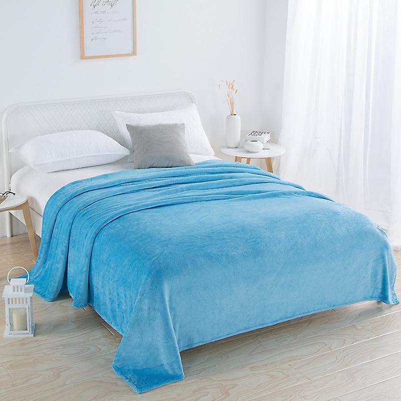 Four Seasons Blanket Coral Fleece Plain Fleece Blanket Soft Home Blanket Sky Blue