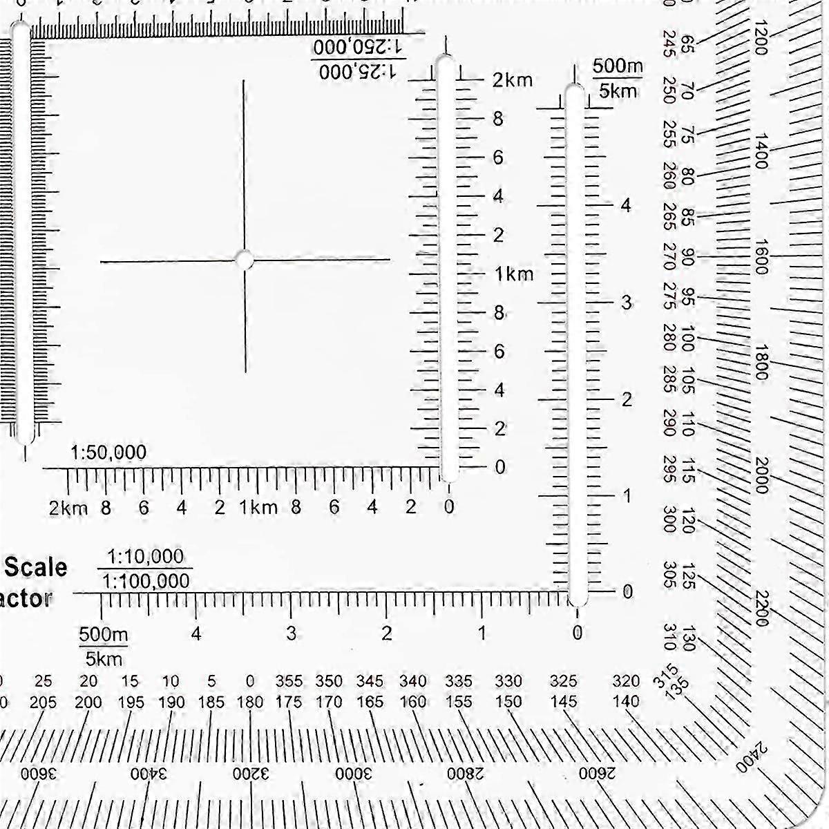 Square Coordinate Scale Protractor for Land Navigation, Style UTM/MGRS Coordinate Scale