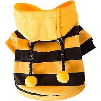 Dww-Dog Hoodies, Cat Clothes, Cute Pet Clothes, Warm Hoodies for Small and Medium-Sized Pets (S, Yellow Stripes)