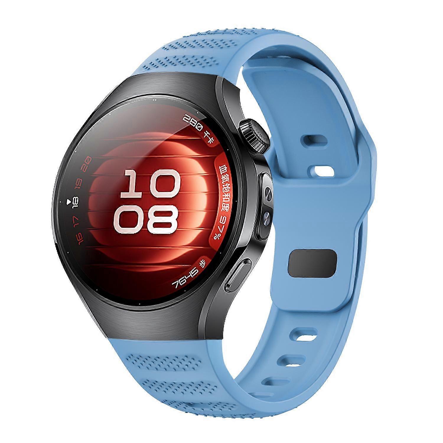 For Huawei Watch 5 46mm Dot Pattern Design Buckle Silicone Replacement Arm Band Blue