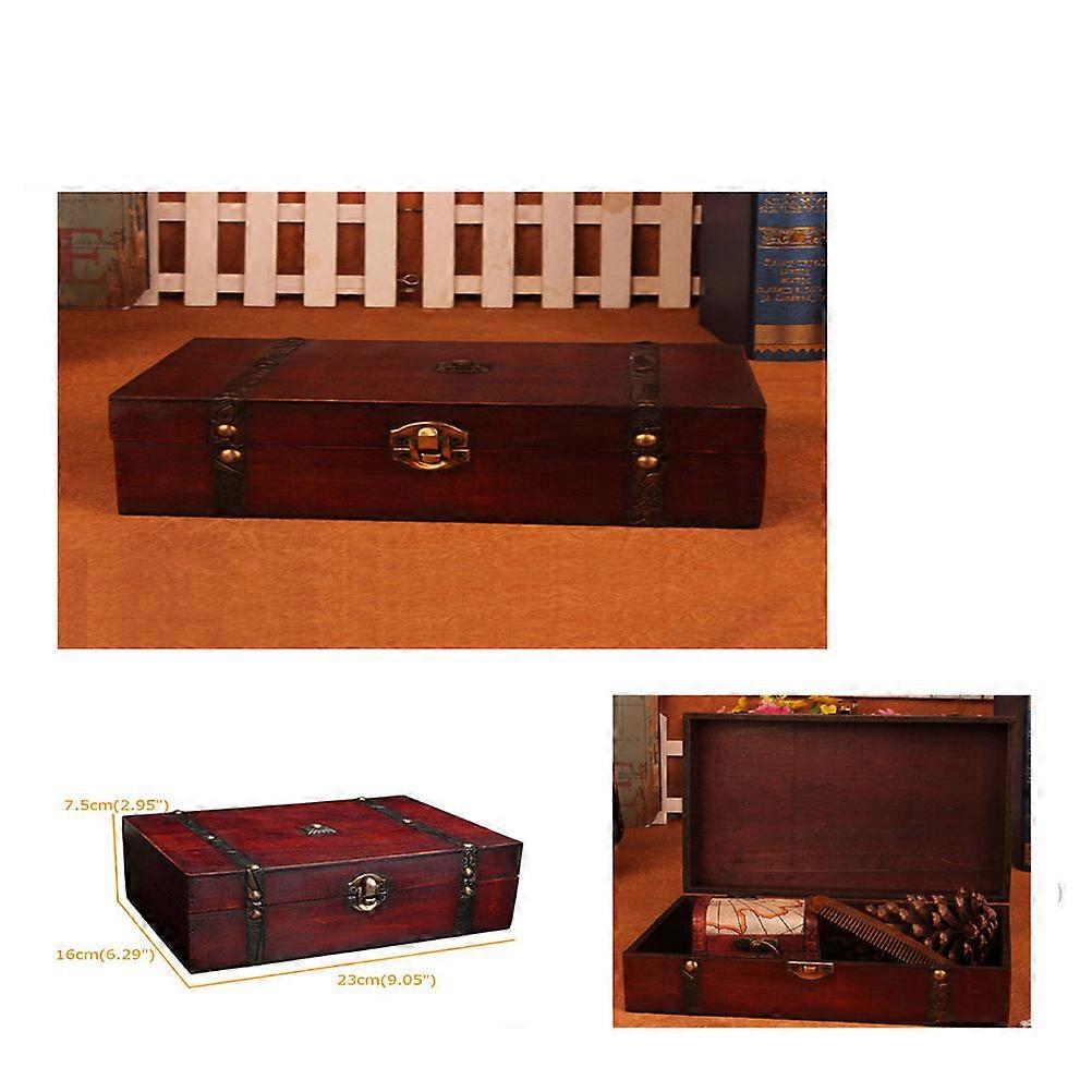 Wooden Storage Boxes Retro Packaging Box for Receiving Articles 2Pcs