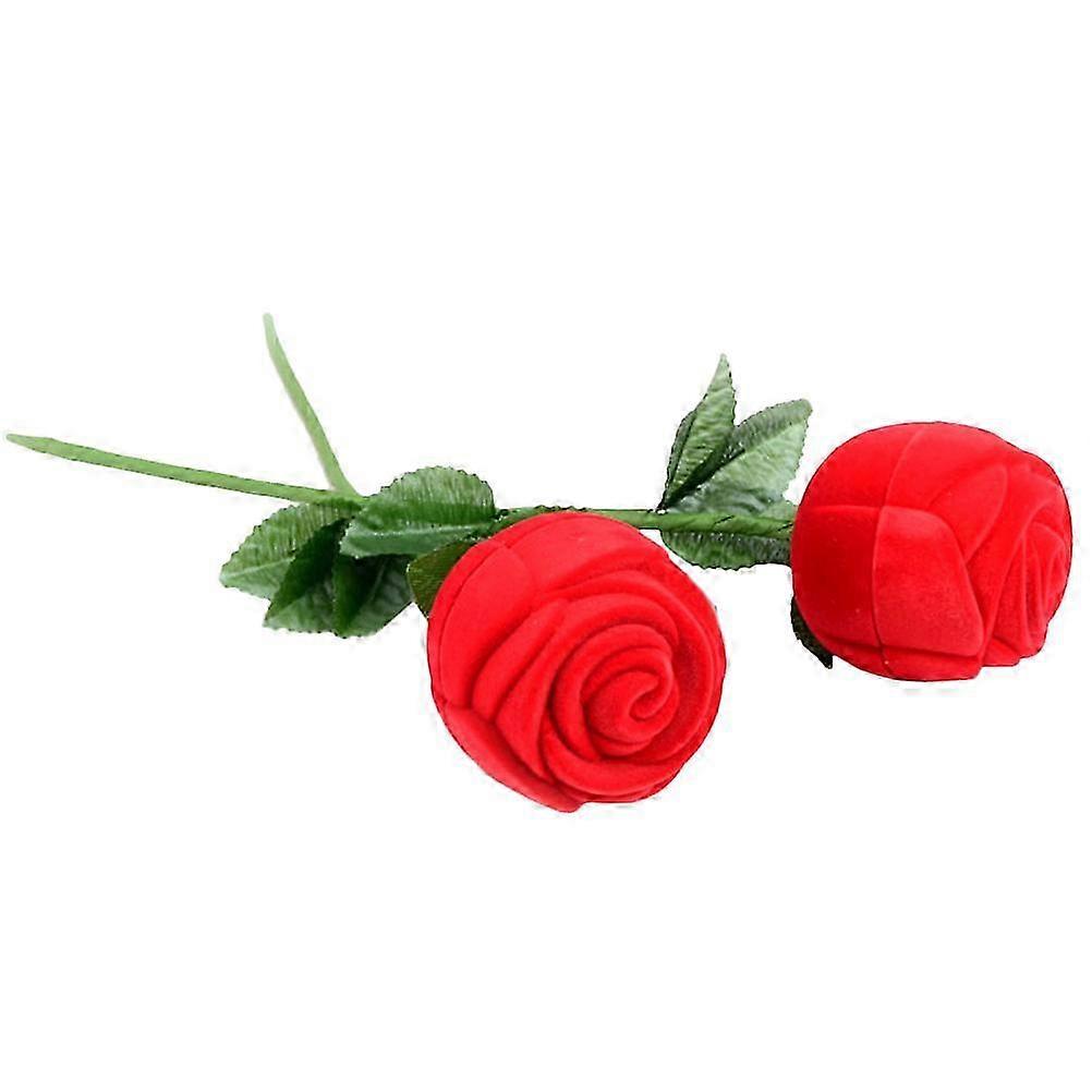 Ring Boxes Rose Shape Red Wedding Ring Boxes compatible with Storage 2Pcs