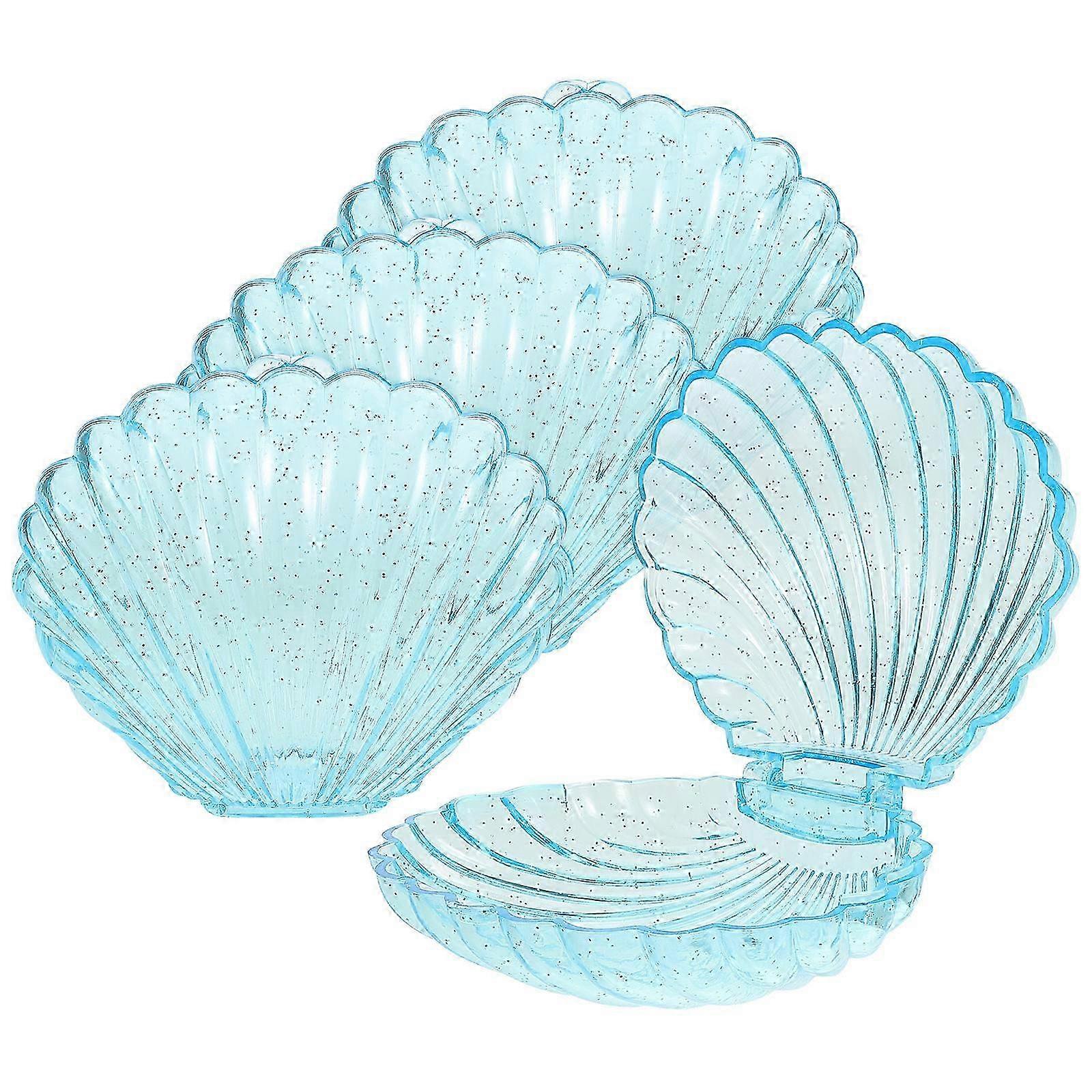 Plastic Shell Candy Gift Box for Storage Use Sky-Blue 4Pcs Containers