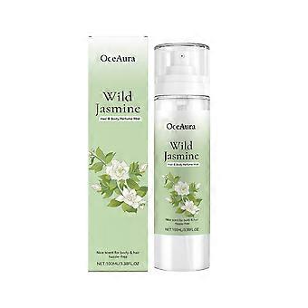 O perfume OceanAura para o corpo e cabelo, em spray com fragrância de jasmim, nutre e hidrata a pele, deixando um aroma agradável e portátil.