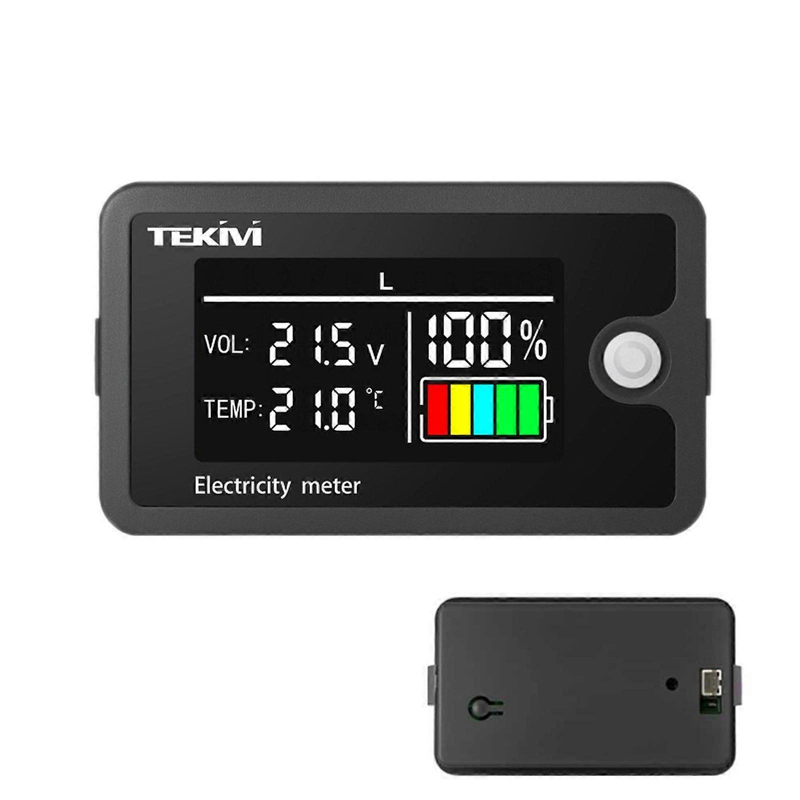TEKM Battery Voltage Digital Display Meter Waterproof + Stand